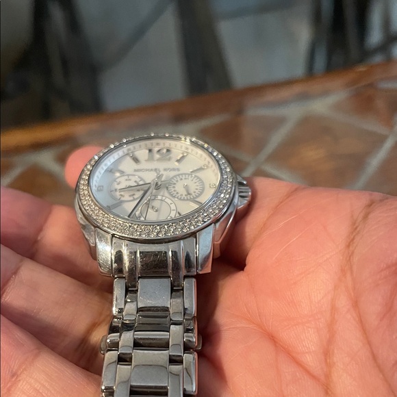 Michael Kors Silver Chronograph Watch with Crystal Bezel - Picture 4 of 6